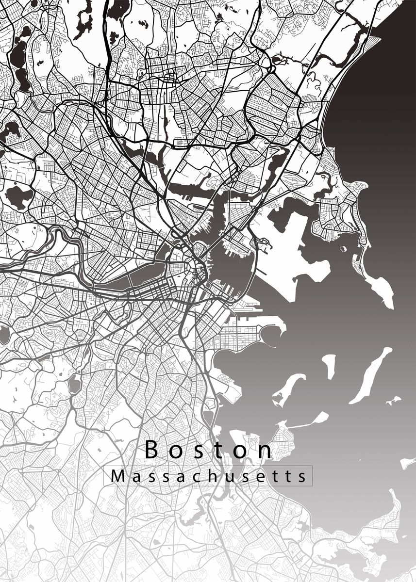 'Boston City Map' Poster, picture, metal print, paint by Robin Niemczyk ...