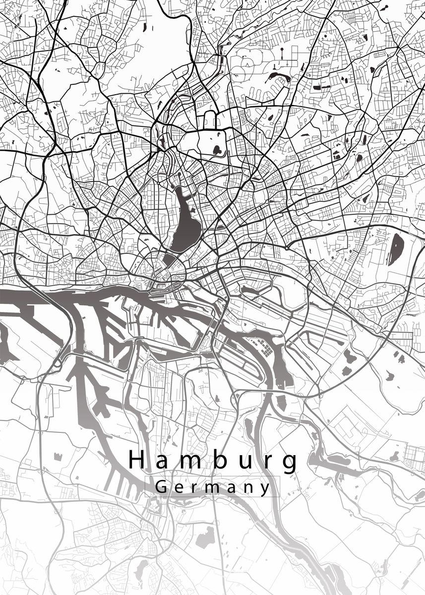 'Hamburg City Map' Poster, picture, metal print, paint by Mapique ...