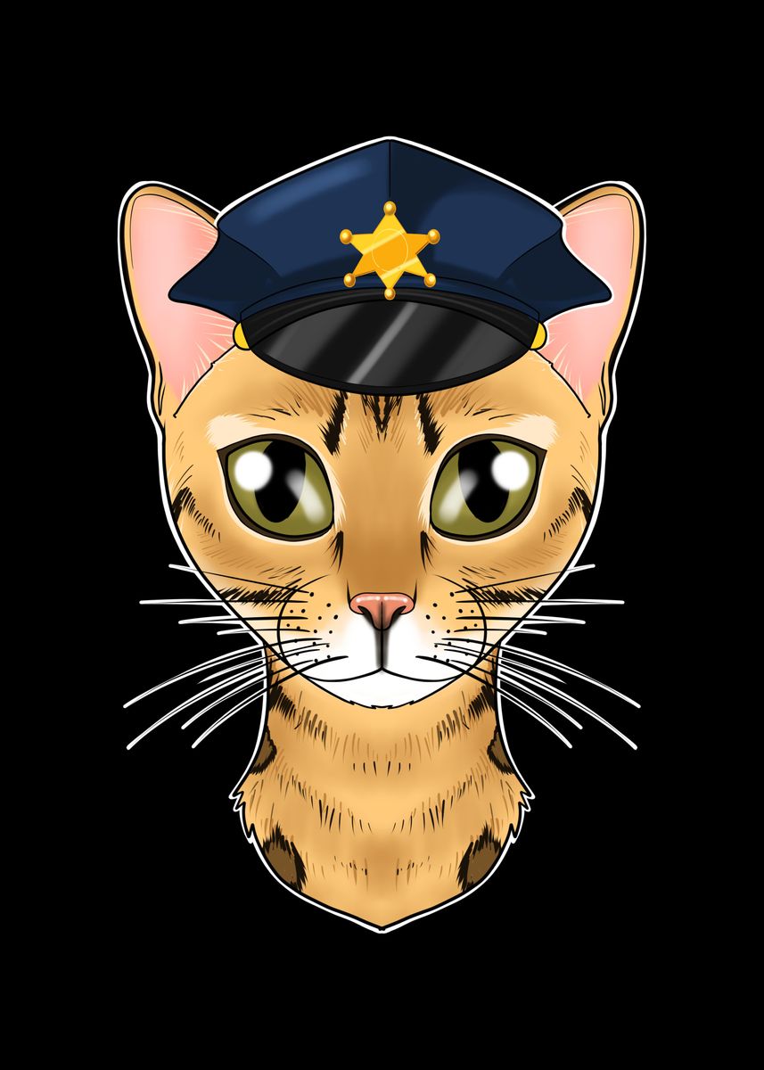 Police Siberian Cat' Poster by MaximusDesigns