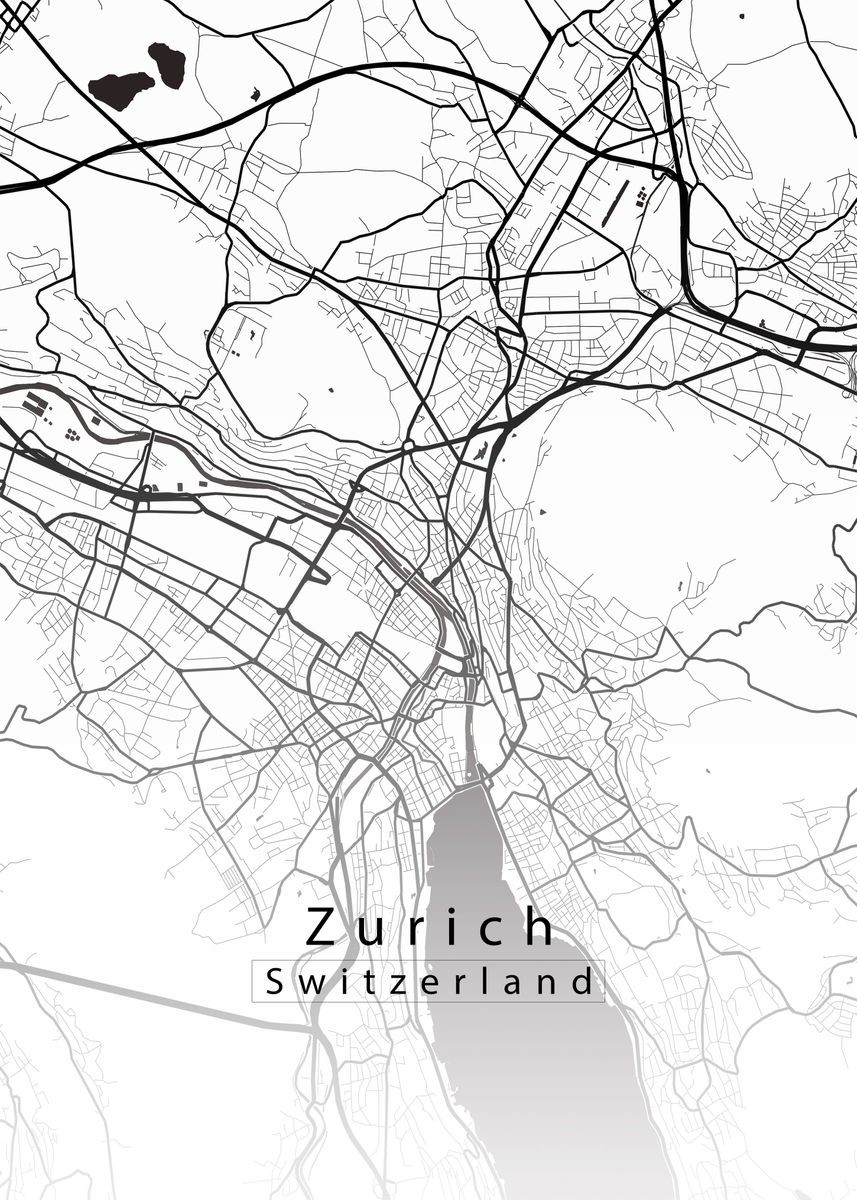 'Zurich City Map' Poster by Robin Niemczyk | Displate