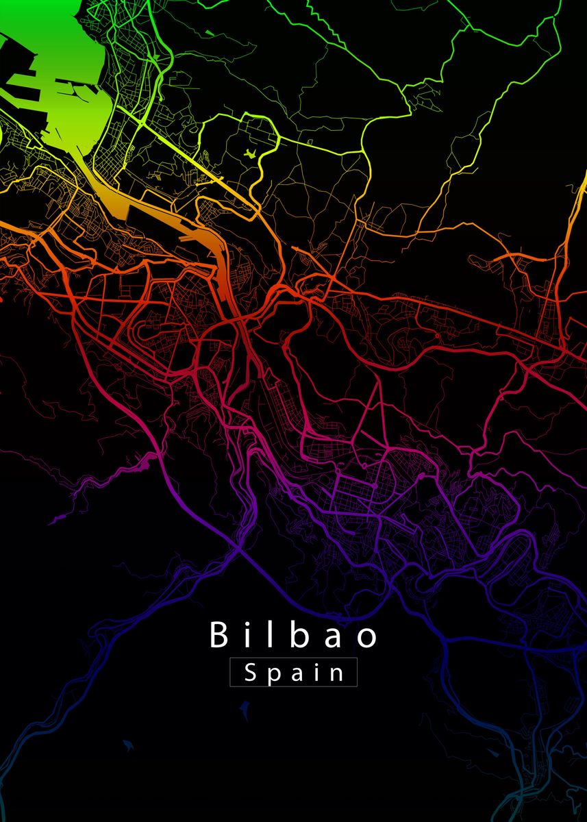 ‘Bilbao City Map’ Poster by Robin Niemczyk | Displate