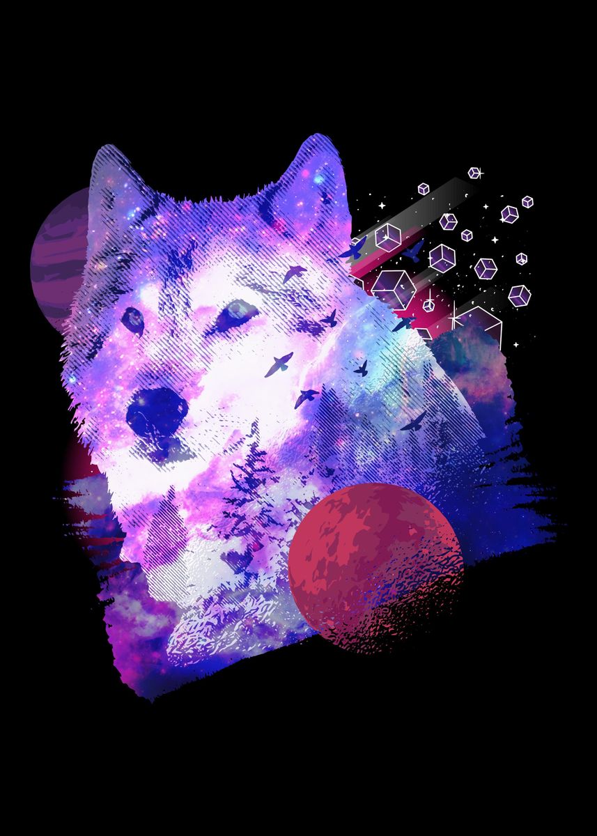 'Wolf Wolves' Poster, picture, metal print, paint by BobbyBubble | Displate