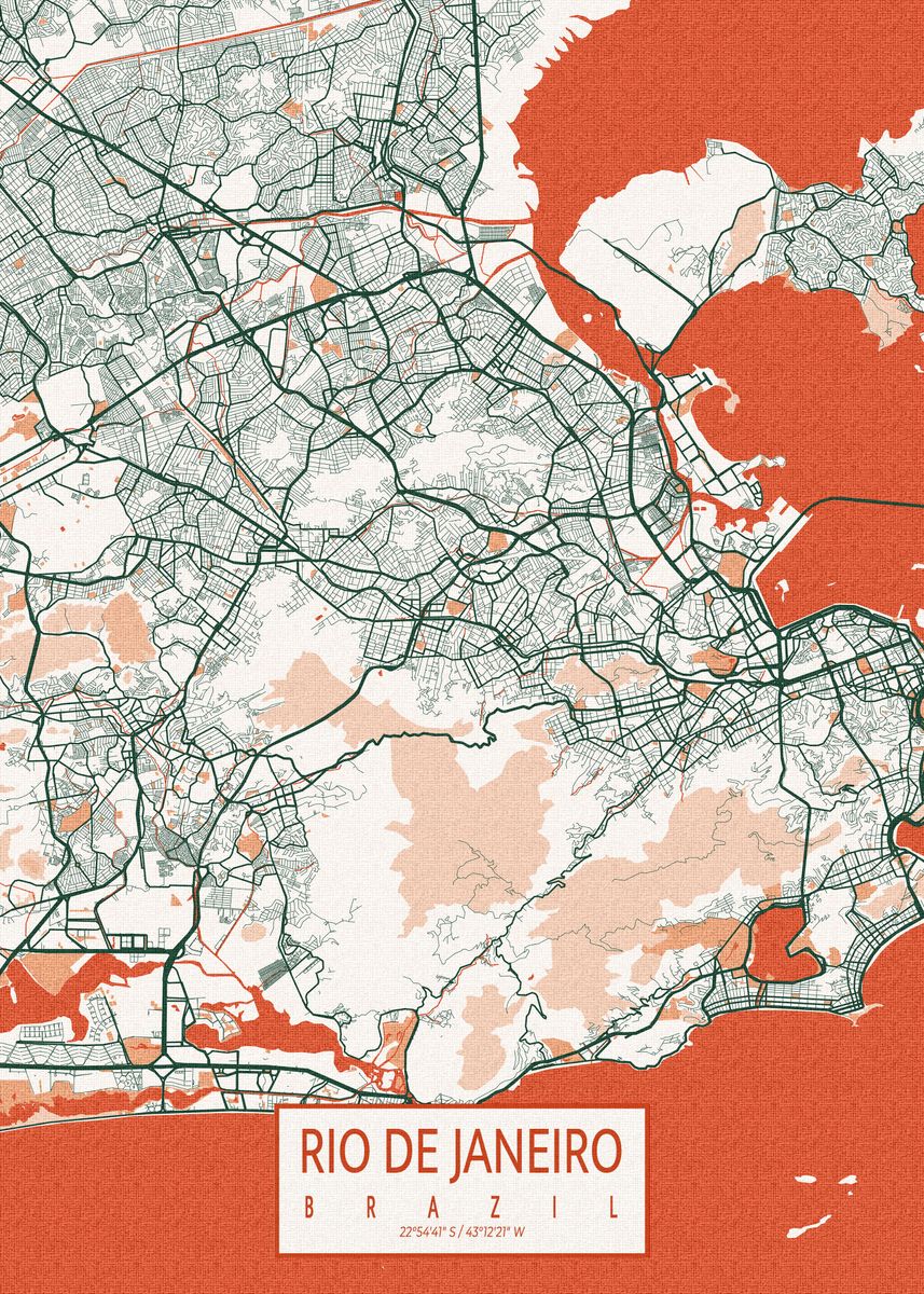 'Rio City Map Bohemian' Poster, picture, metal print, paint by deMAP ...