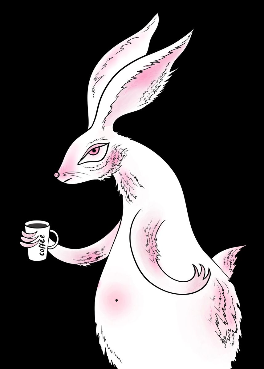 'Frustrated bunny' Poster, picture, metal print, paint by Anna | Displate