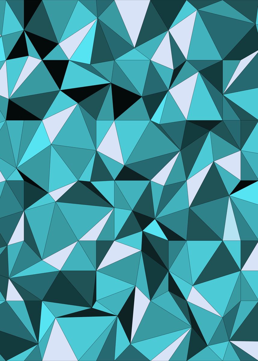 'Abstract triangles in cyan' Poster, picture, metal print, paint by ...