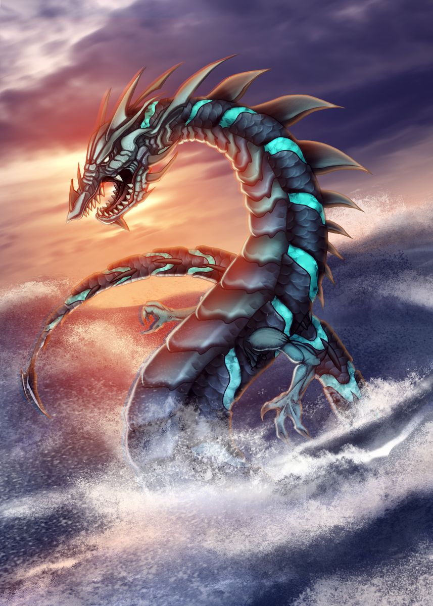 'Leviathan Water Dragon' Poster, picture, metal print, paint by Ben ...