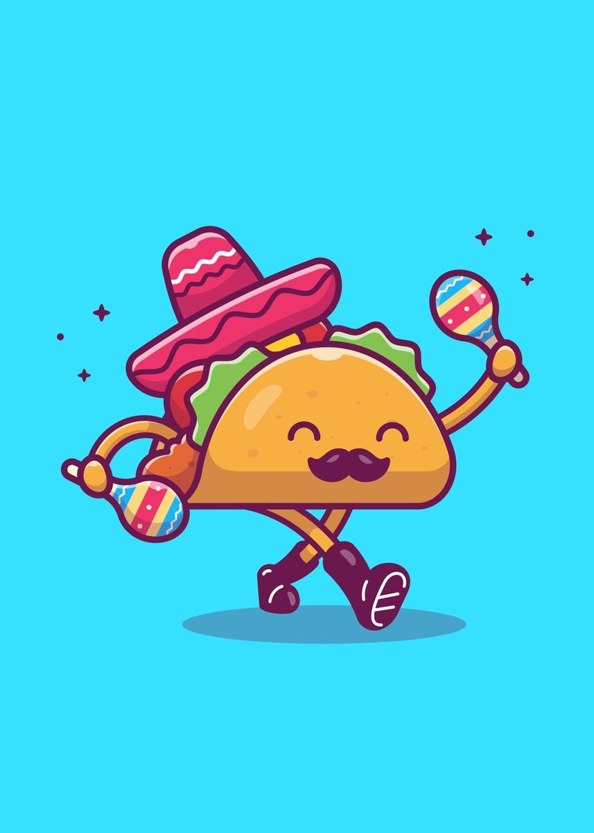 ‘Sombrero Hat Mustache Taco’ Poster by catalyst vibes | Displate