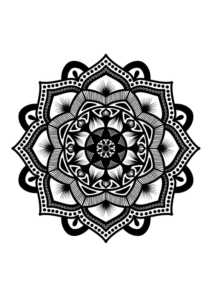 'Mandala Black M107' Poster by M by K Displate