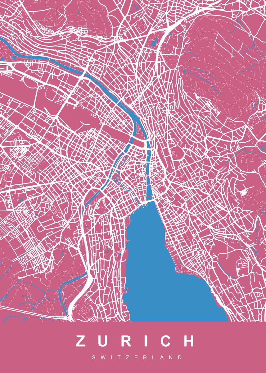 'zurich Map Switzerland' Poster By Urbanmaps 