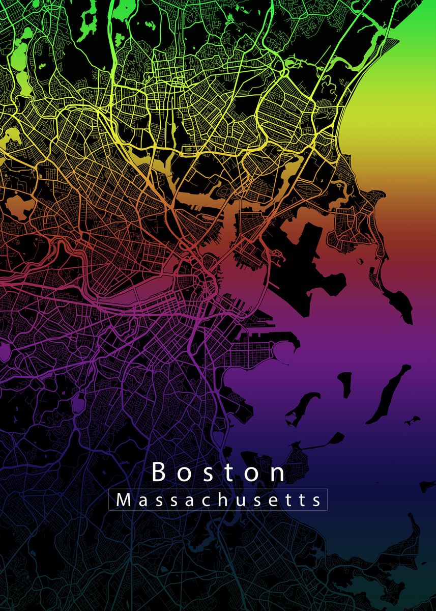 &lsquo;Boston City Map&rsquo; Poster by Robin Niemczyk | Displate
