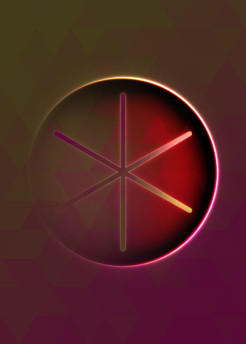 'Neon Magic Circle Sign Art' Poster, picture, metal print, paint by