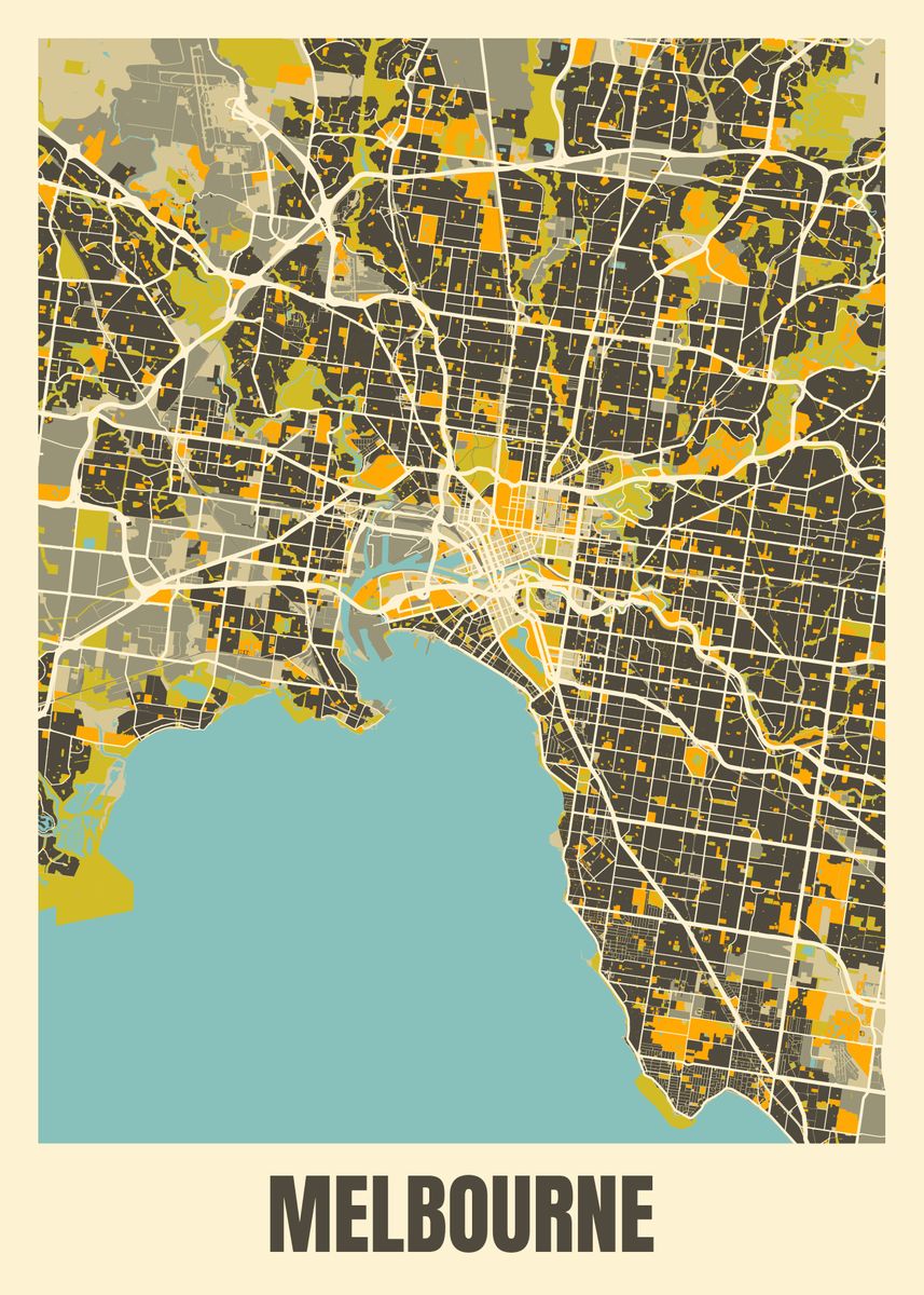 'map Of Melbourne' Poster By Sam Kal 