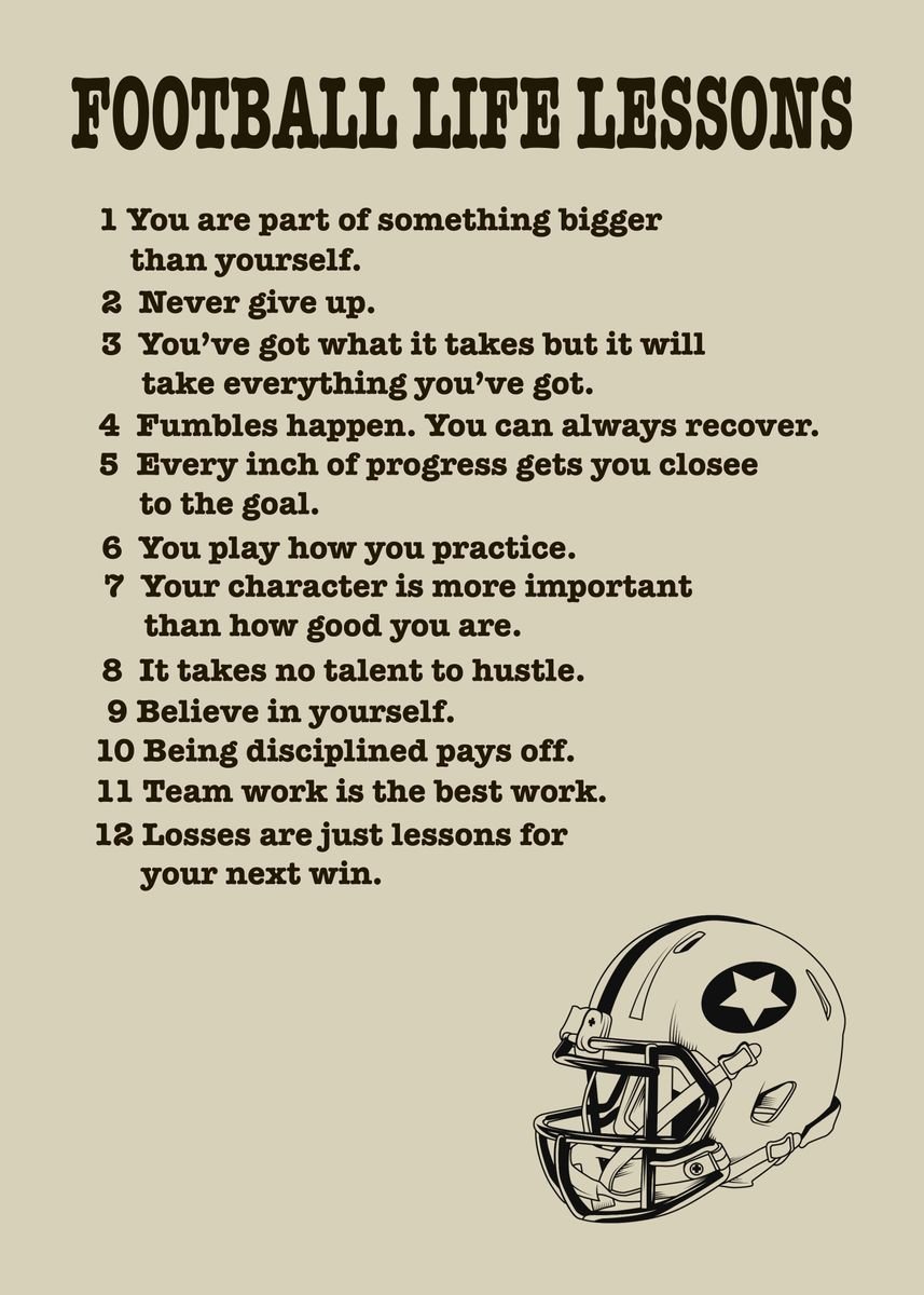 'Football life lessons' Poster, picture, metal print, paint by Karin ...