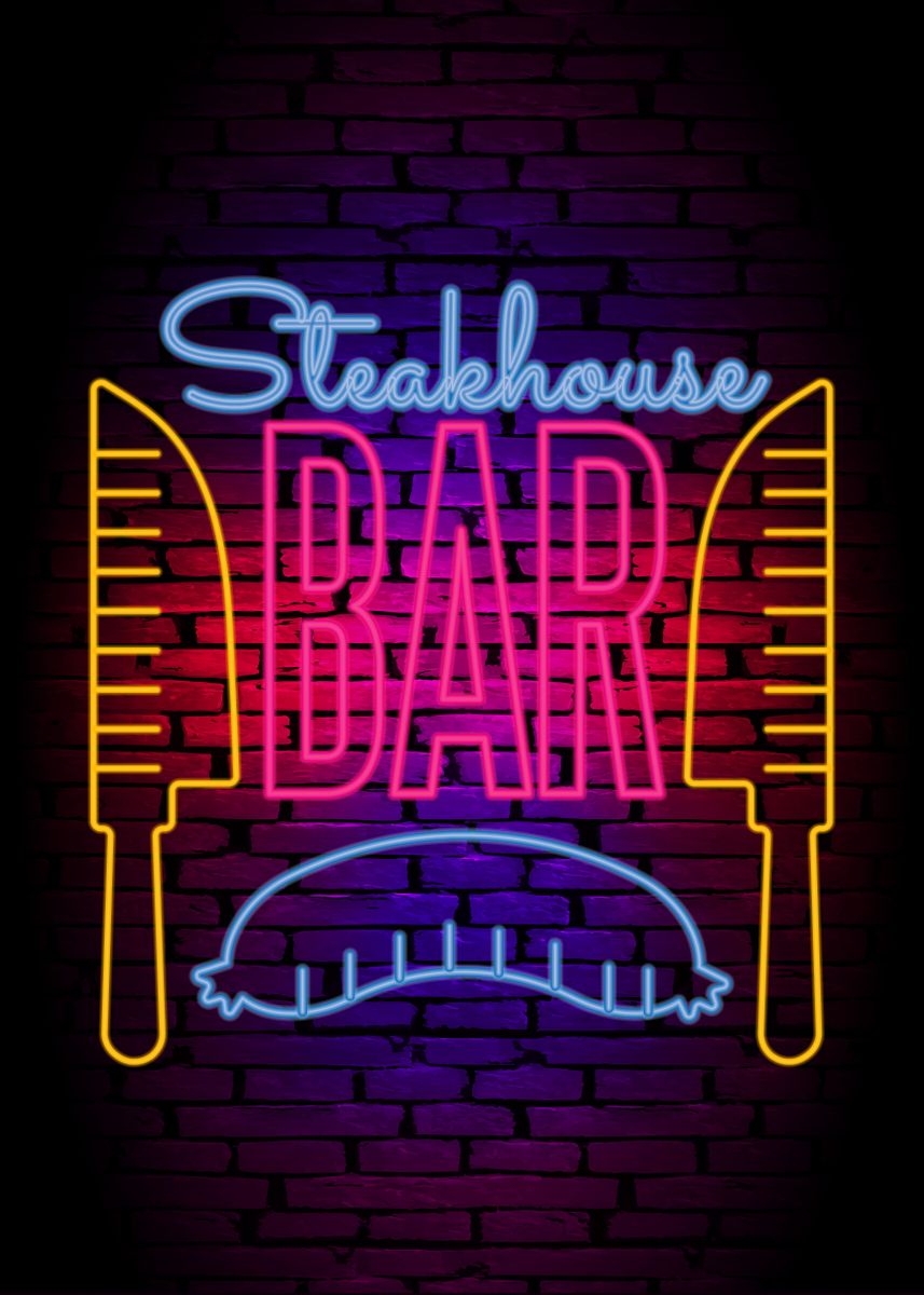 'Steakhouse Neon Sign Art' Poster by BestPrints Displate