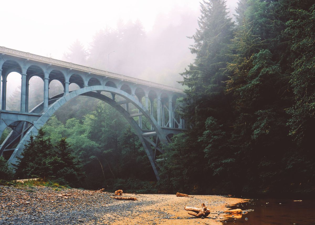 'Bridge in the Fog PNW' Poster by anthony Londer | Displate