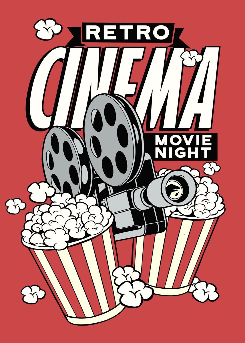 'Retro movie night' Poster, picture, metal print, paint by Simon Darren ...