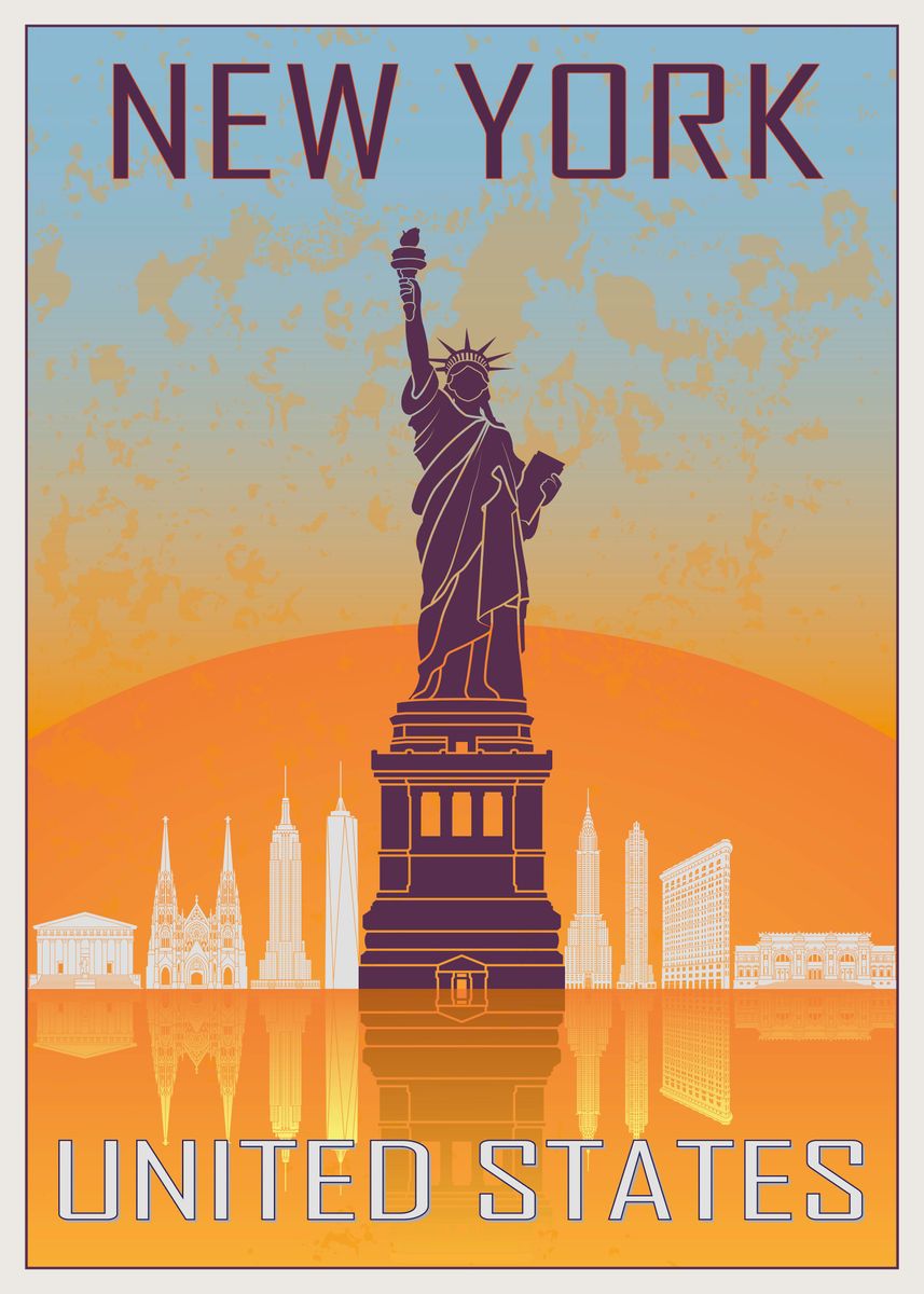 'New york vintage poster' Poster by Cristina Romero | Displate