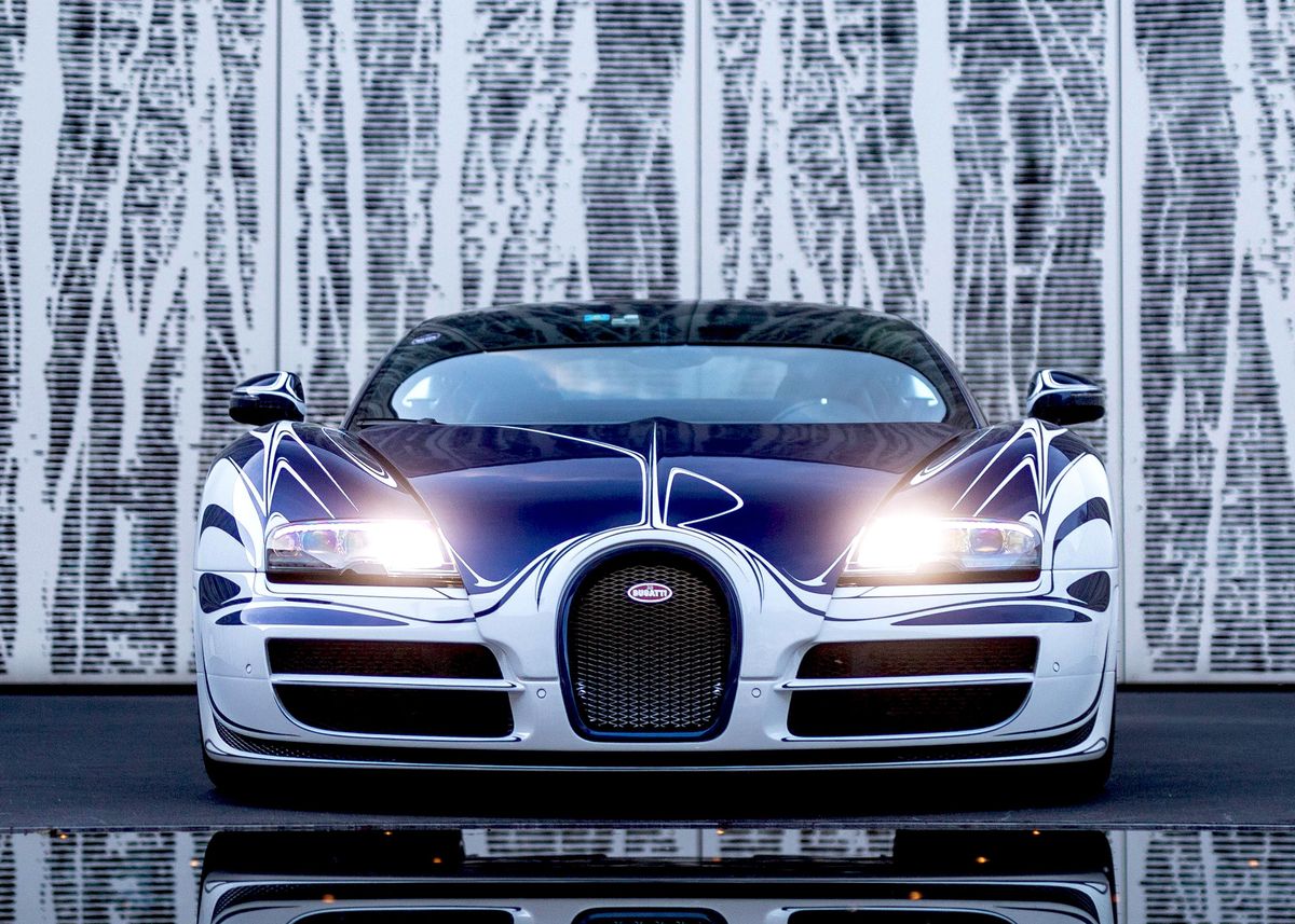 White Bugatti Veyron Grand Sport CARS4859 Art Print Poster A4 A3 A2 A1 