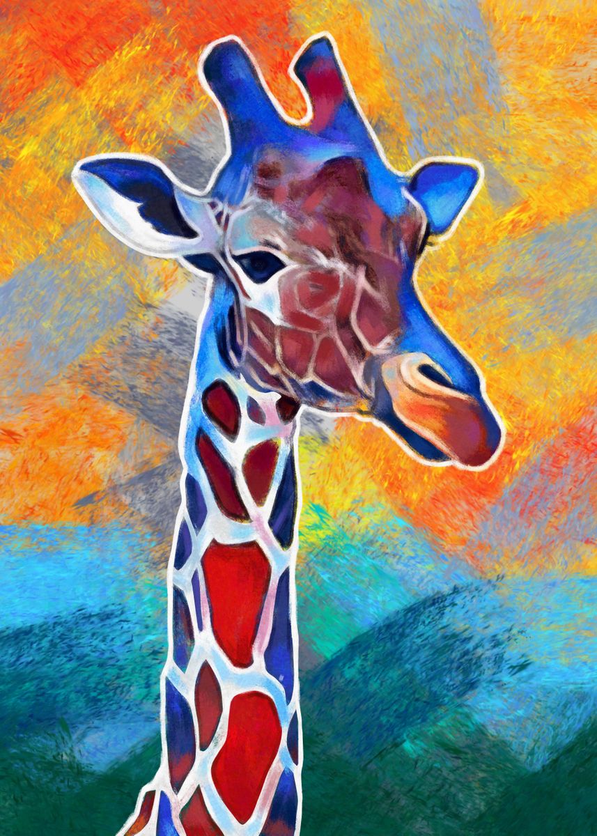 'giraffe' Poster, picture, metal print, paint by Nesrin Gulistan | Displate