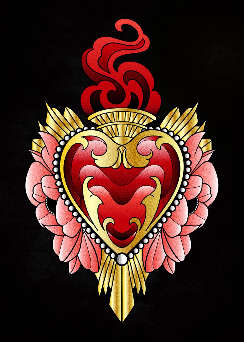 'heart tattoo romantic' Poster, picture, metal print, paint by almost ...