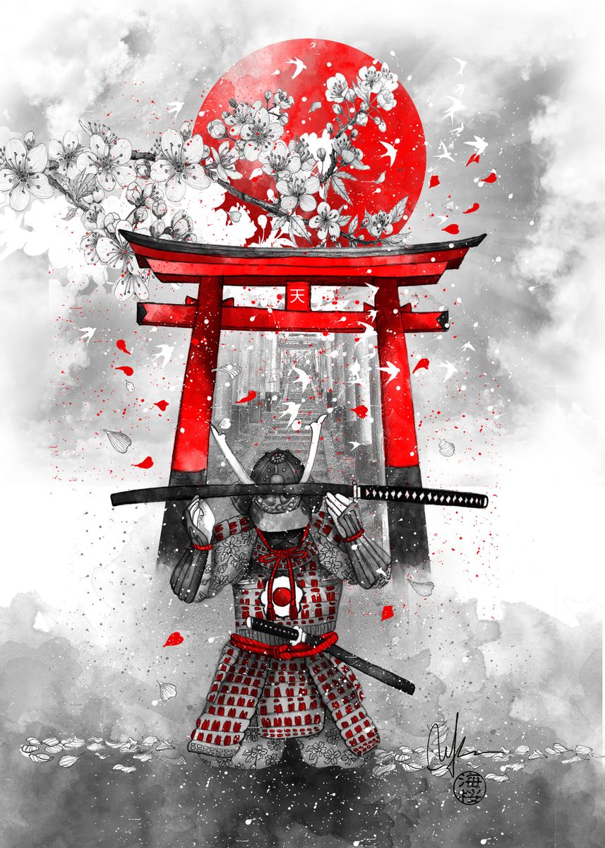 'The peace of the samurai' Poster, picture, metal print, paint by ...