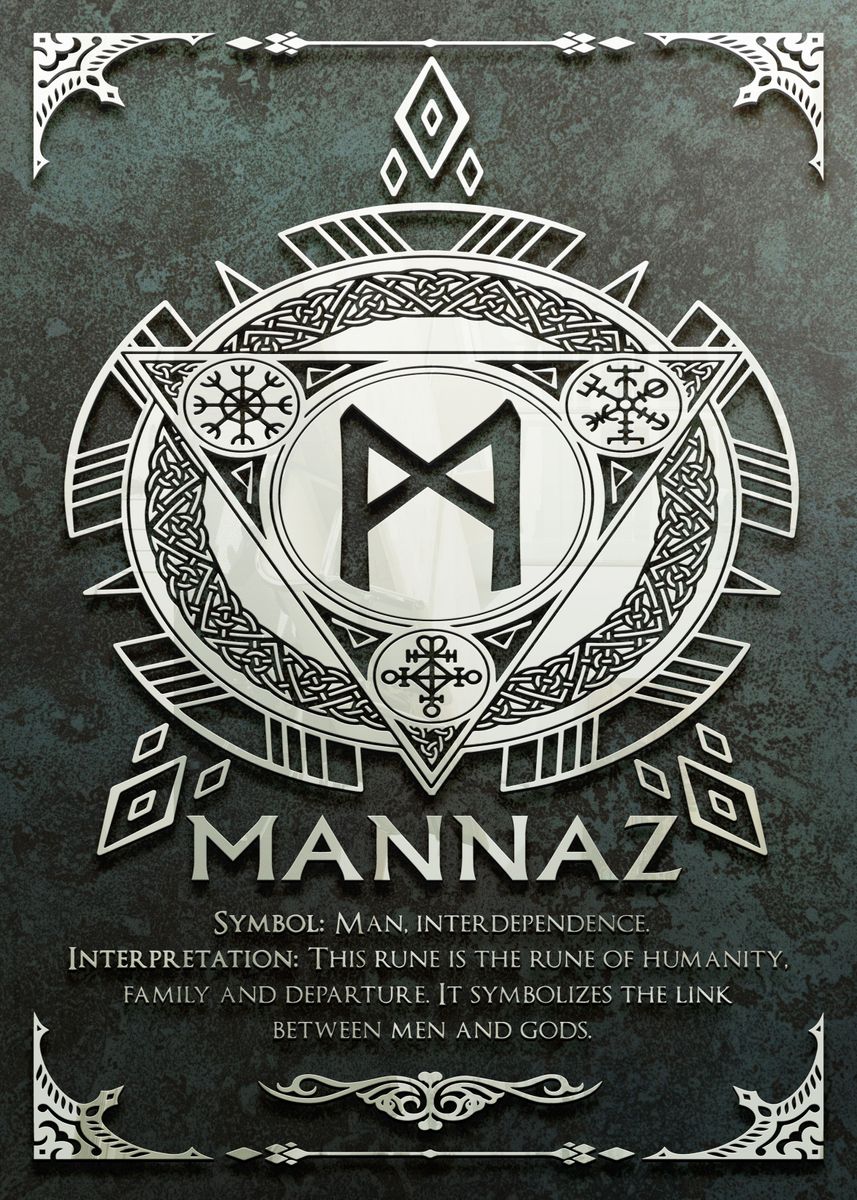 '20 MANNAZ The RUNES ORACLE' Poster, picture, metal print, paint by ...