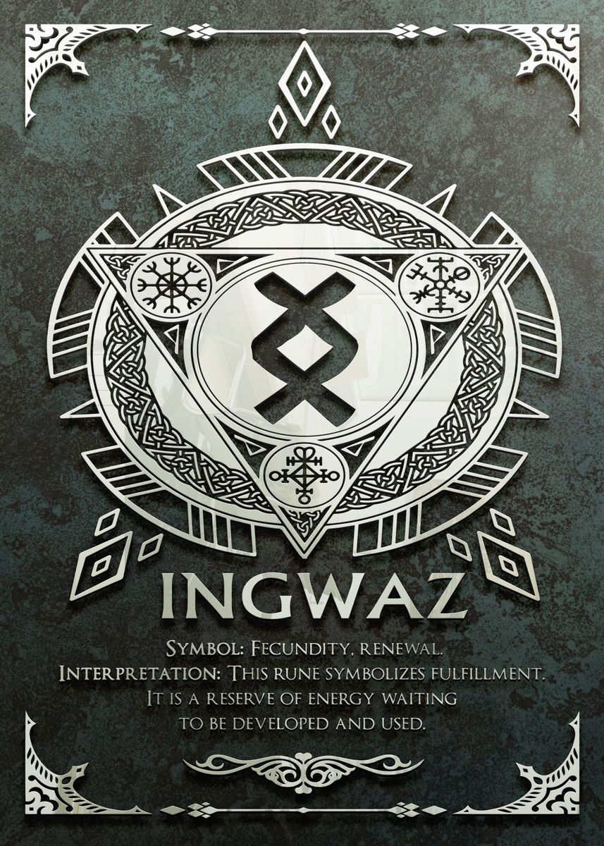 '22 INGWAZ The RUNES ORACLE' Poster, picture, metal print, paint by ...