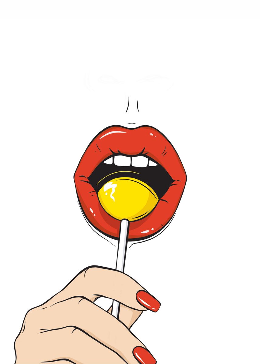 Lips And Lollipop Poster By Ferraro New 