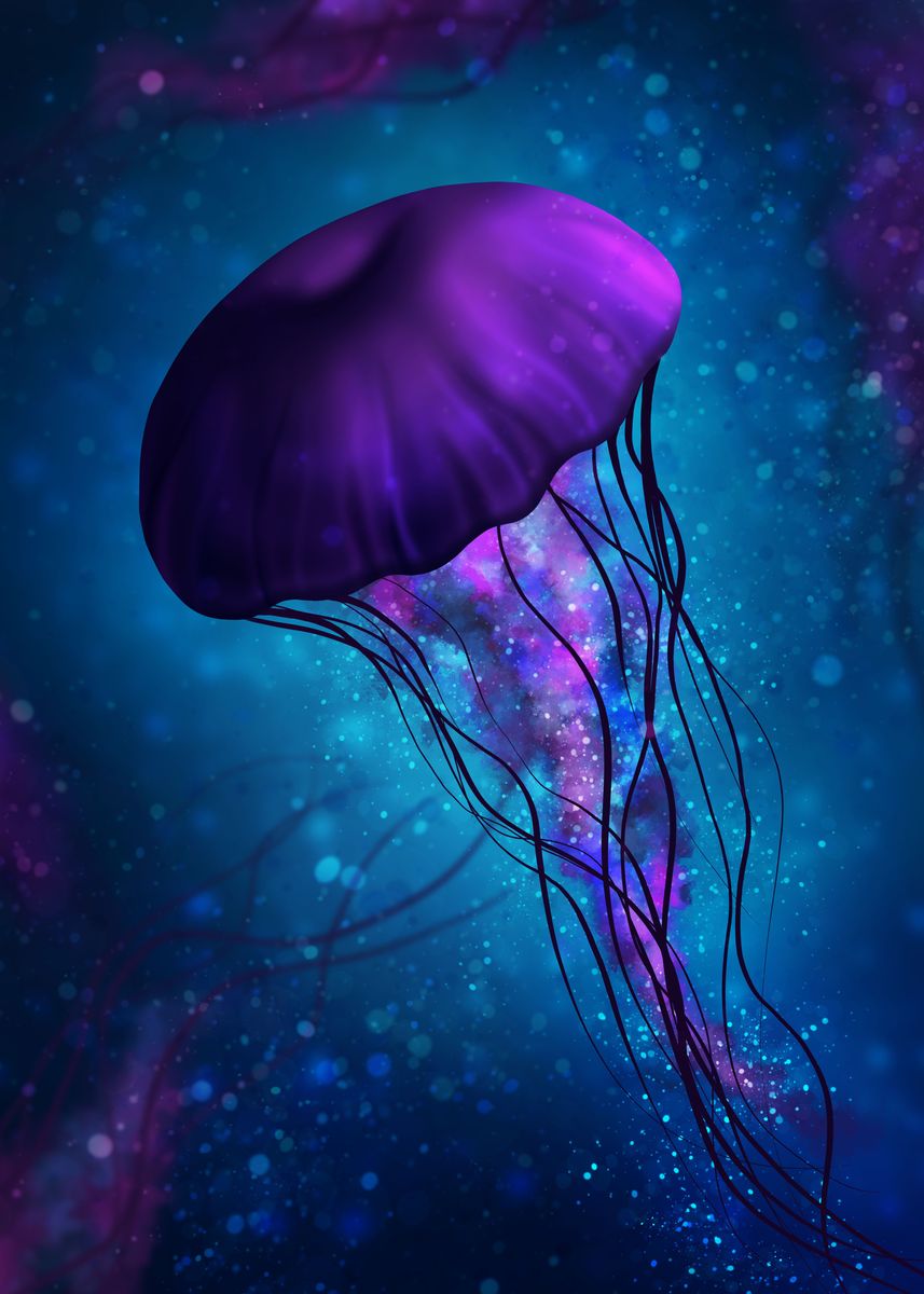 'Electrifying Jellyfish' Poster, picture, metal print, paint by Ashley ...