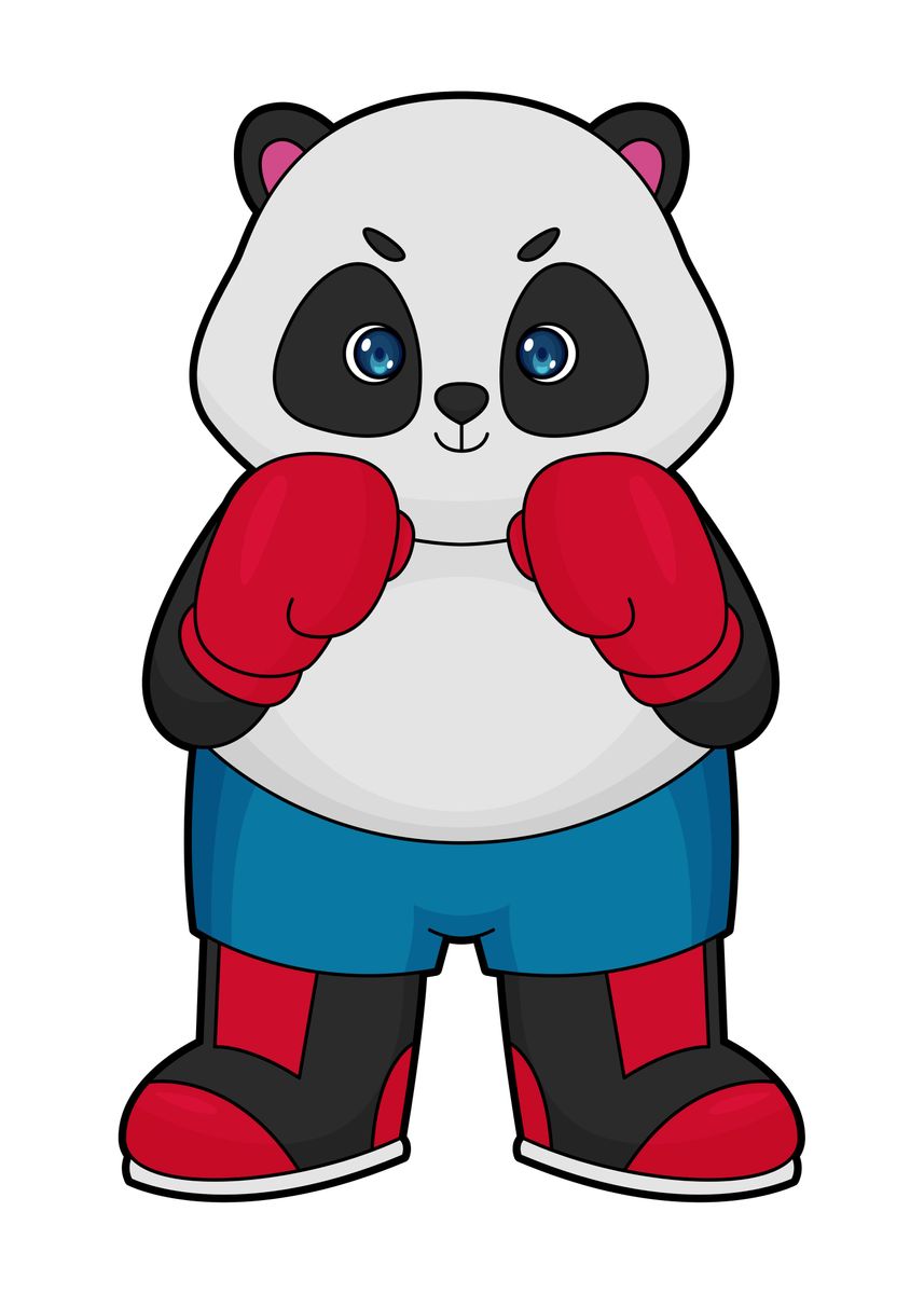 ‘Panda Boxer Boxing gloves’ Poster, picture, metal print, paint by