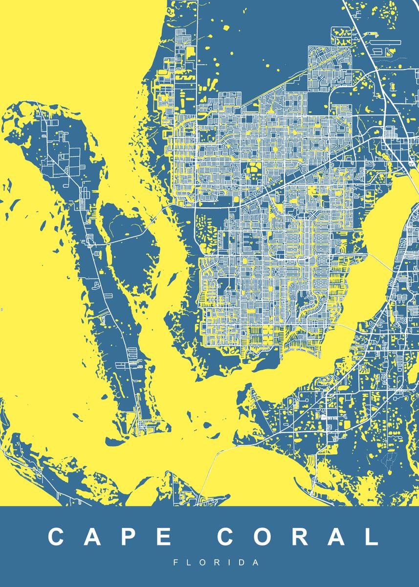 'CAPE CORAL FLORIDA USA' Poster by UrbanMaps Displate