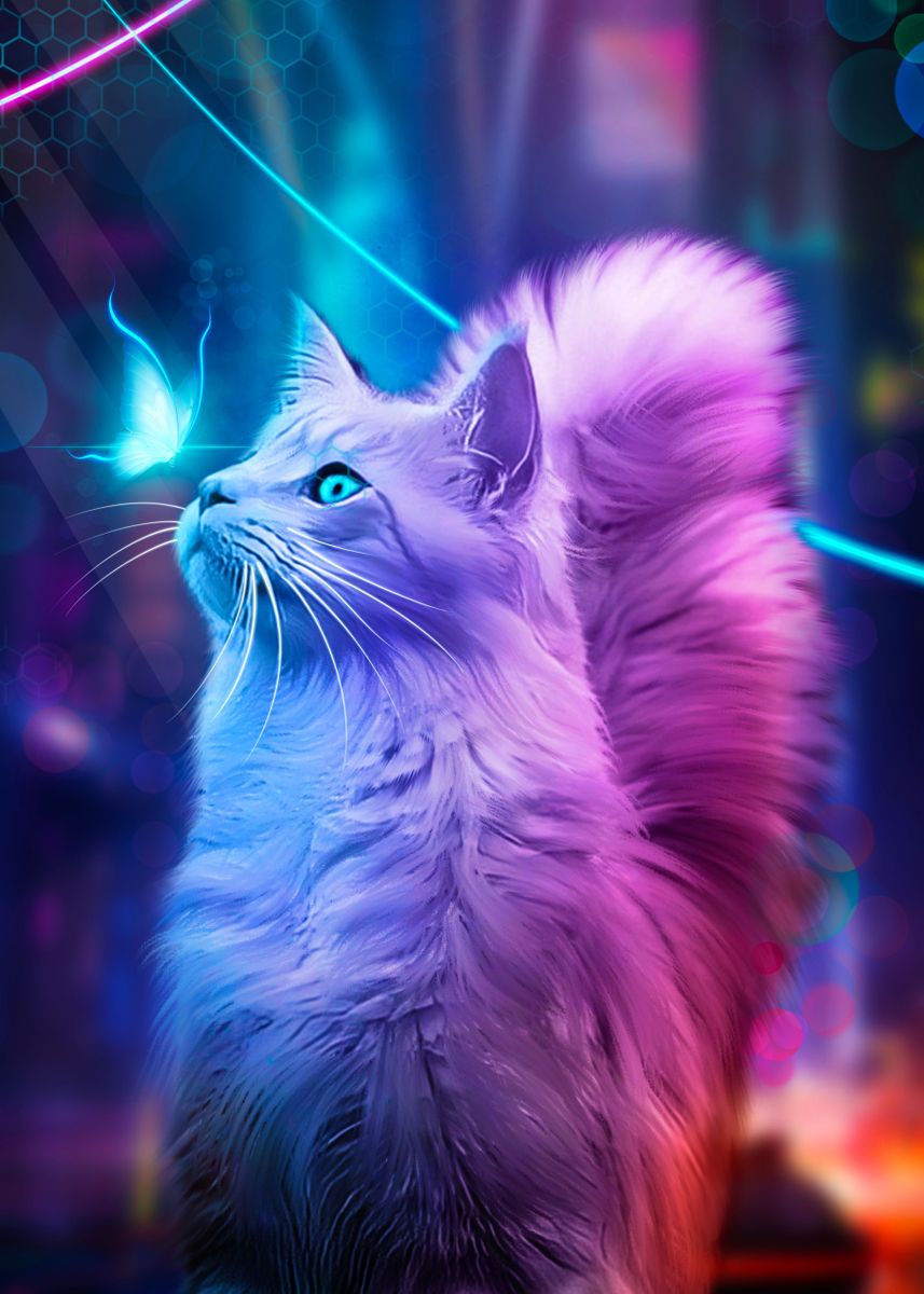 'cat cyberpunk' Poster by sinnois | Displate