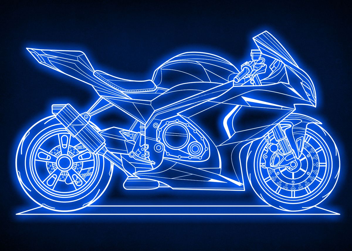 'Motorcycle Neon Racebike' Poster by Motivation ManiaC | Displate