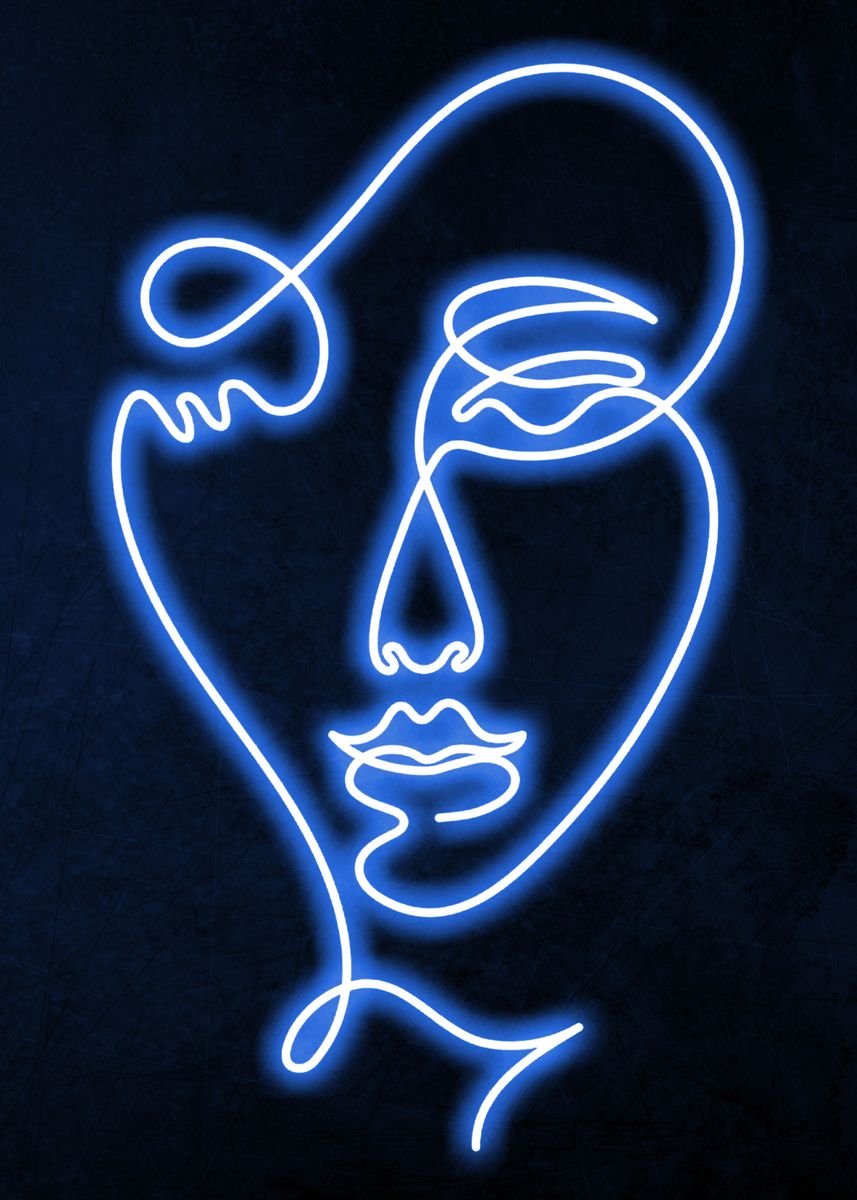 'Neon Drawing Lines Head' Poster by Motivation ManiaC | Displate