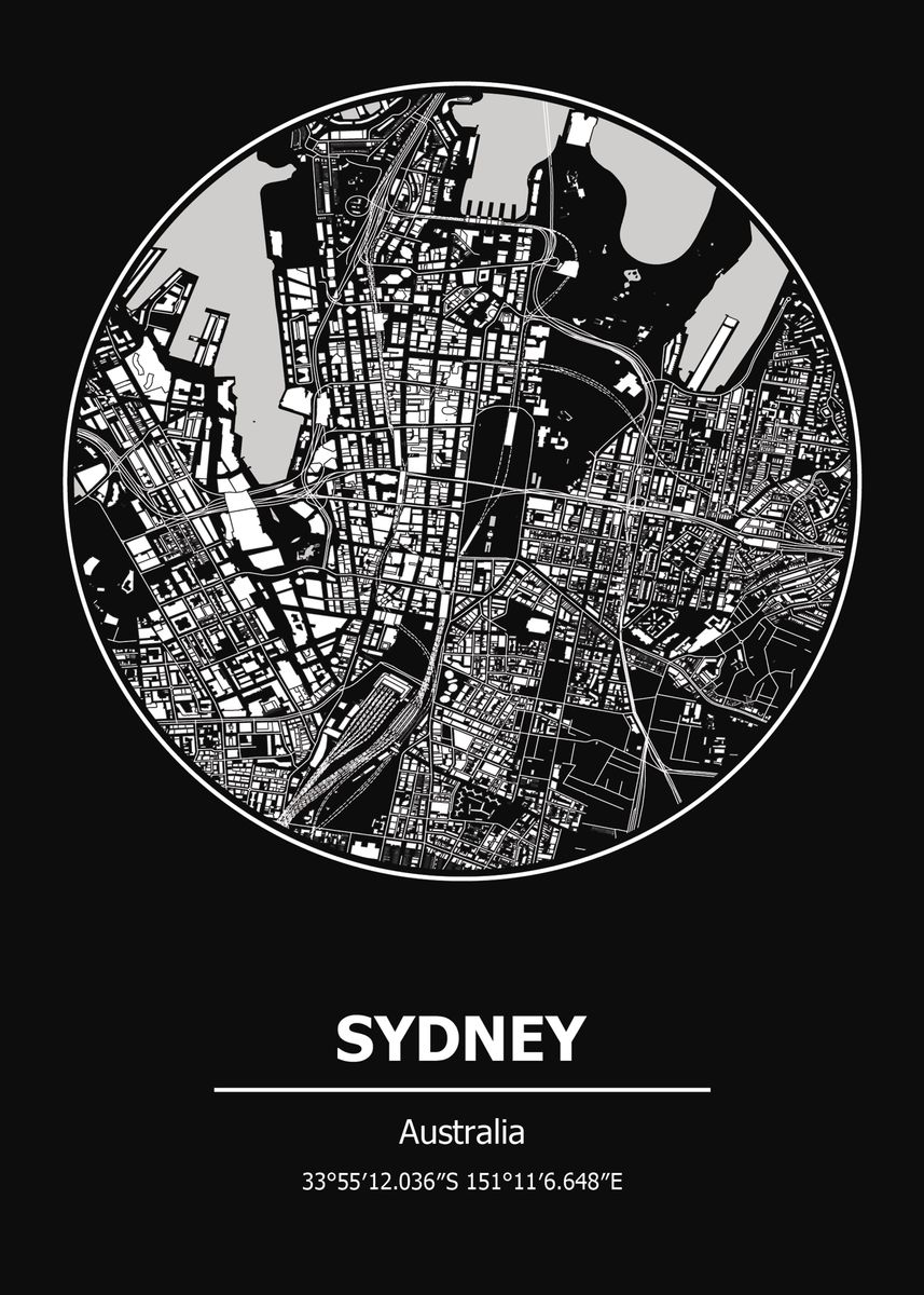 'Sydney City Map Australia' Poster by Max Ronn | Displate