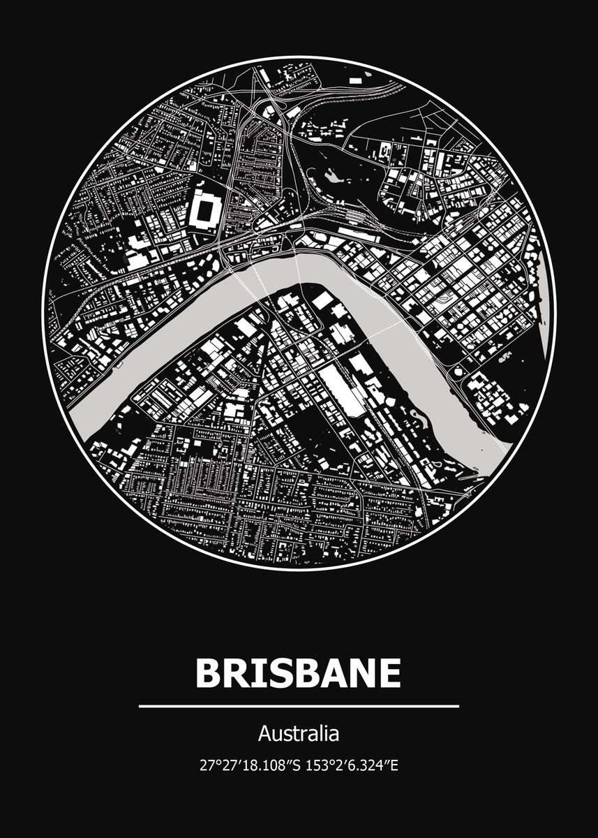 'Brisbane Map Australia ' Poster by Max Ronn | Displate
