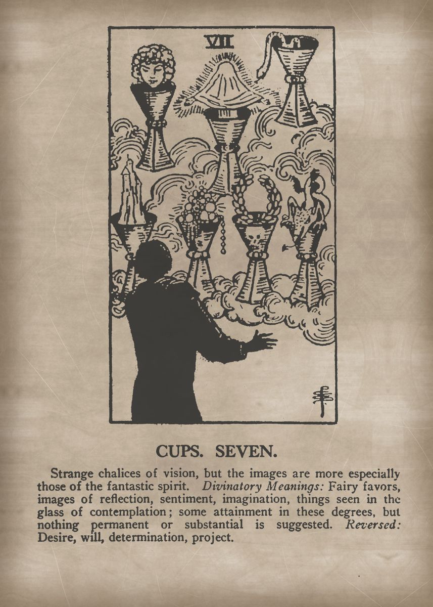 'Cups Seven Tarot Card' Poster by XandYart  | Displate