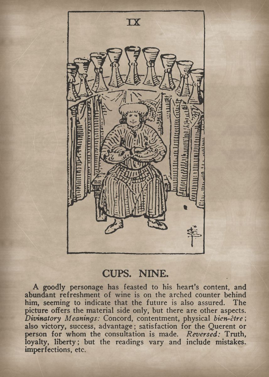 'Cups Nine Tarot Card' Poster by XandYart  | Displate