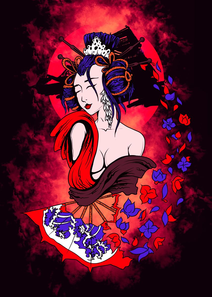 'geisha geiko  japanese art' Poster by ainunnaim 97 | Displate
