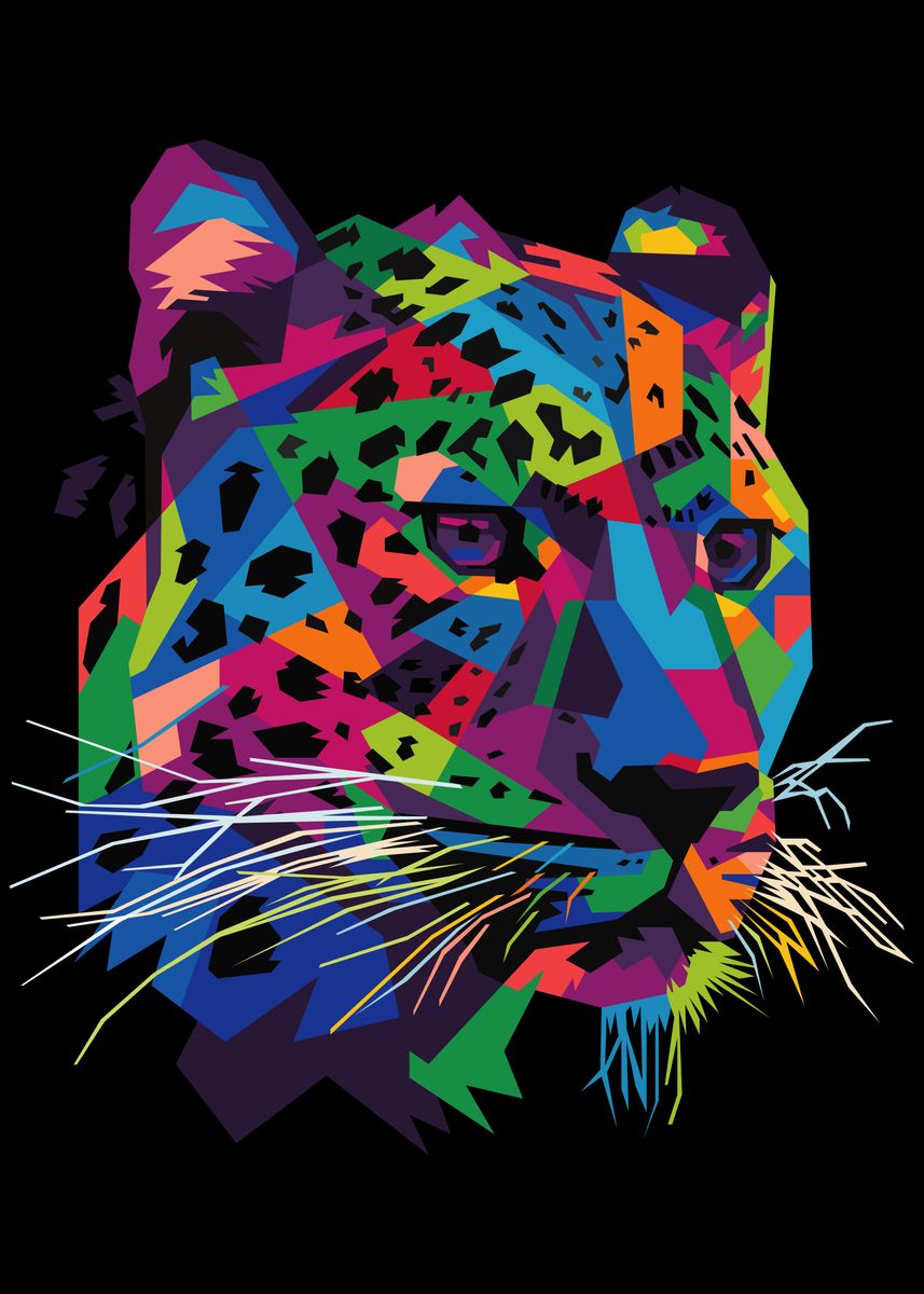 'colorful leopard head' Poster by Dadan Andriyana | Displate