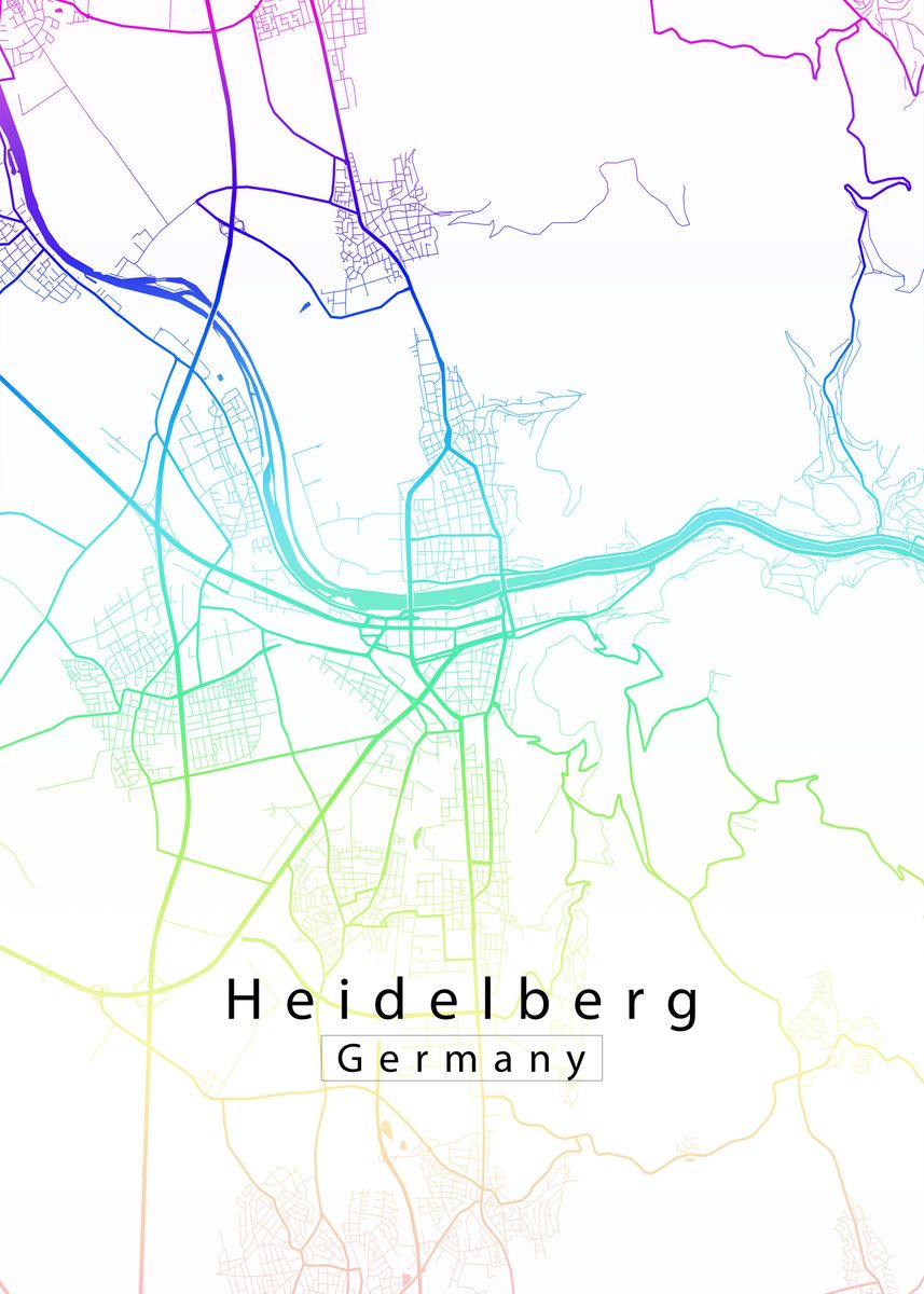 'Heidelberg City Map' Poster by Robin Niemczyk | Displate