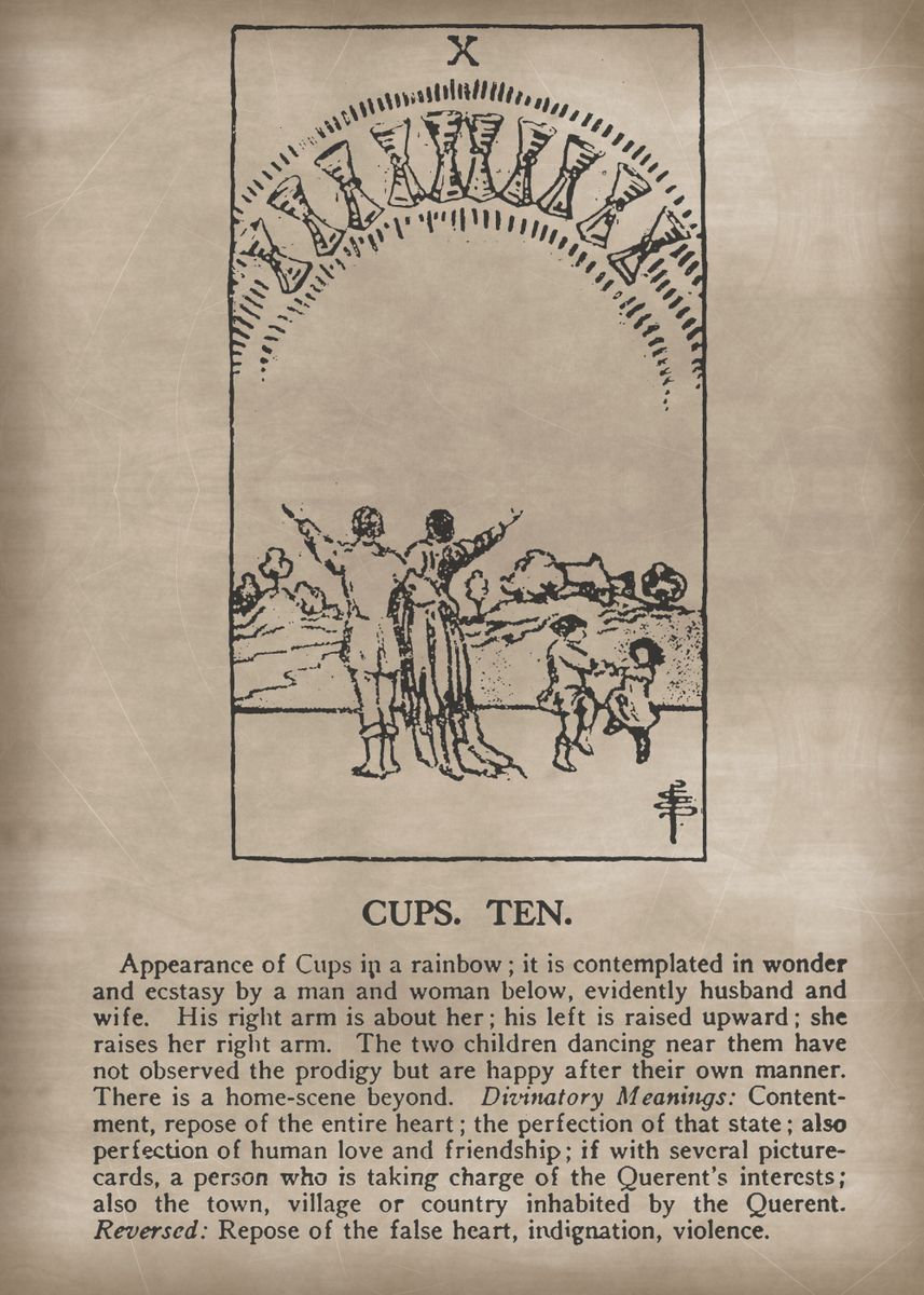 'Cups Ten Tarot Card' Poster by XandYart  | Displate