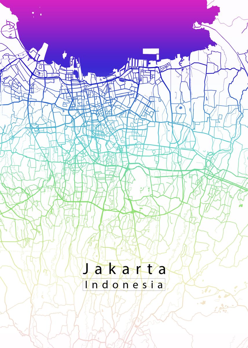 'Jakarta City Map' Poster by Robin Niemczyk | Displate