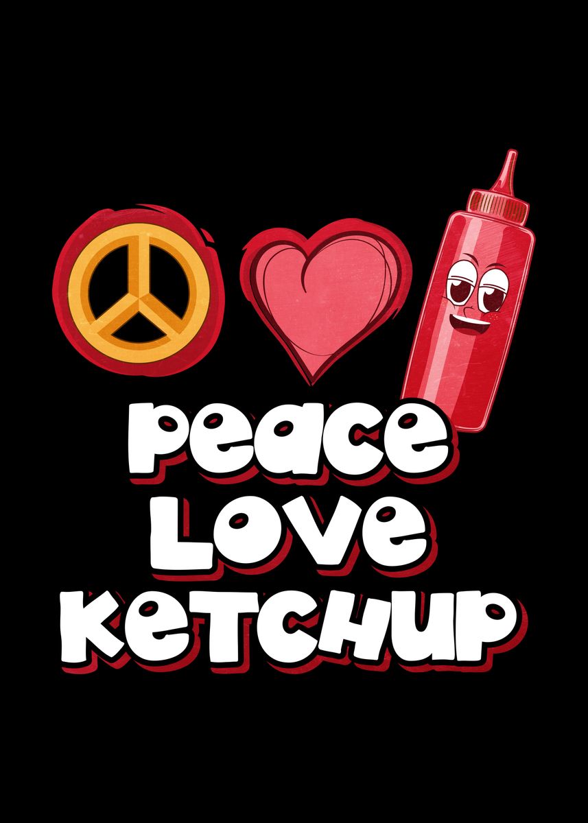 'Peace Love Ketchup Gift' Poster by Hexor  | Displate