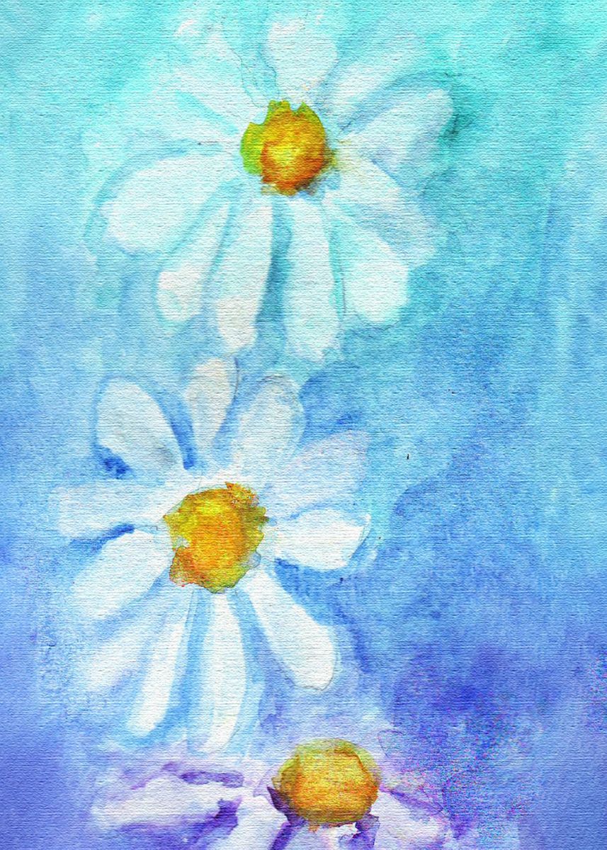 'Watercolor Daisies' Poster by Clare Walker | Displate