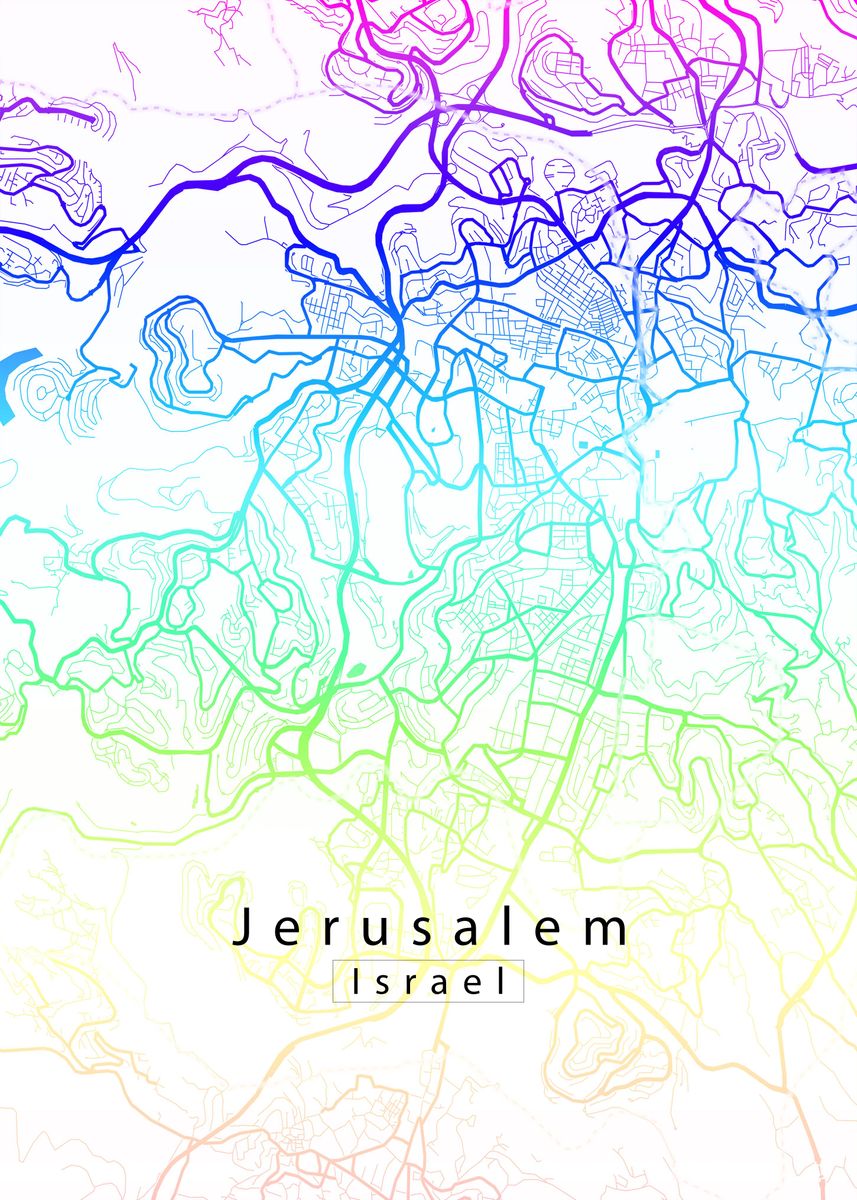 'Jerusalem City Map' Poster by Robin Niemczyk | Displate