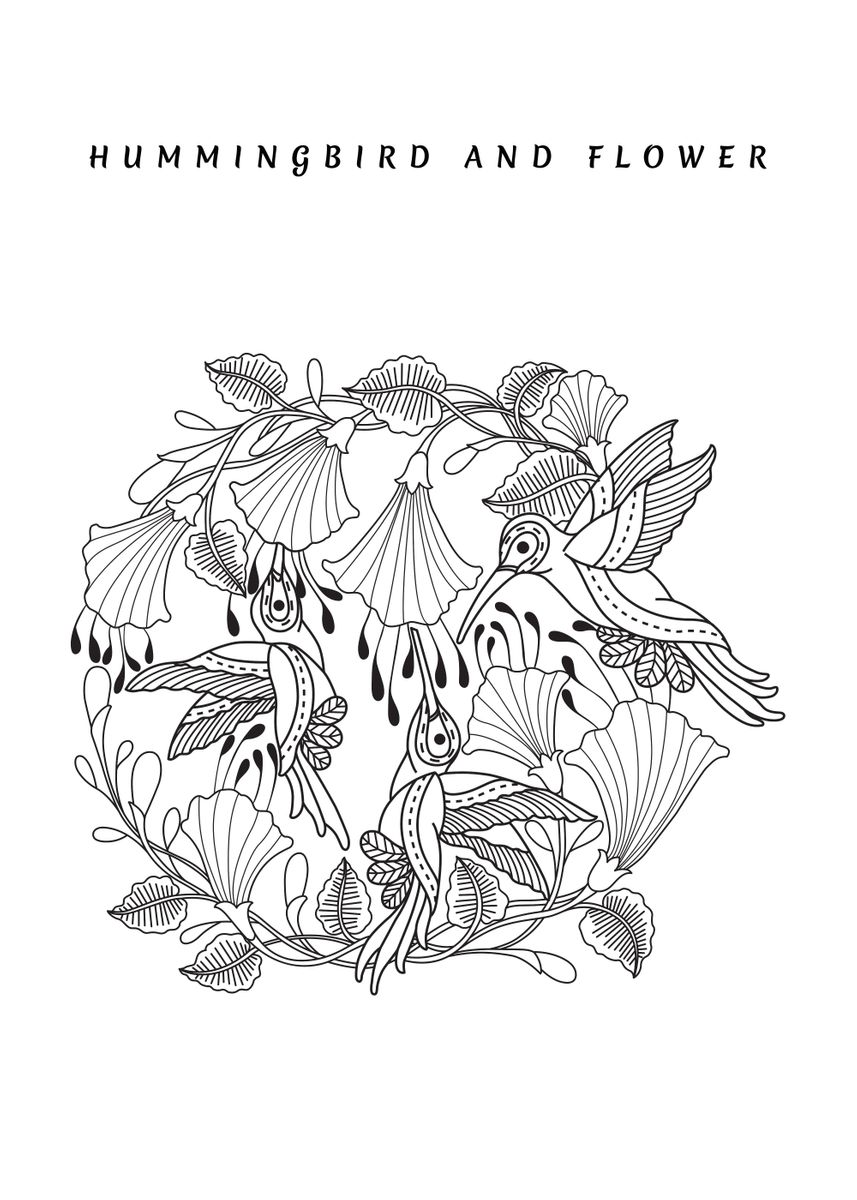 'Hummingbird And Flower' Poster by AlycePreston  | Displate