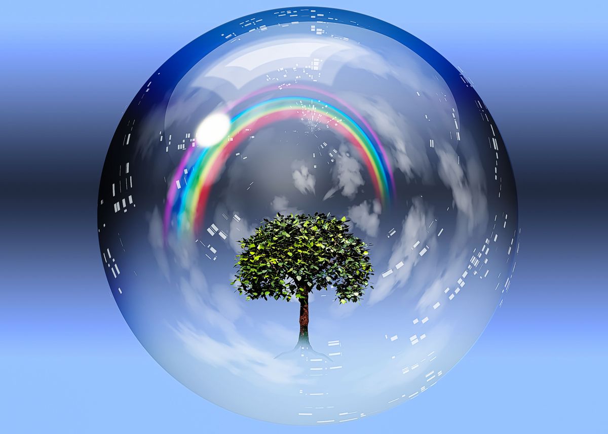 'Rainbow and green tree' Poster by Bruce Rolff | Displate