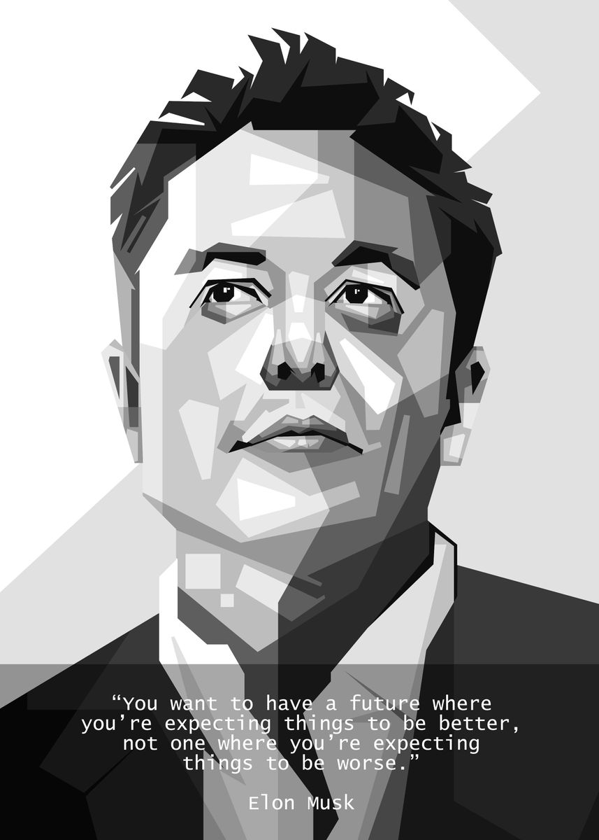 'Elon Musk Grayscale' Poster by Dedew Doublede | Displate