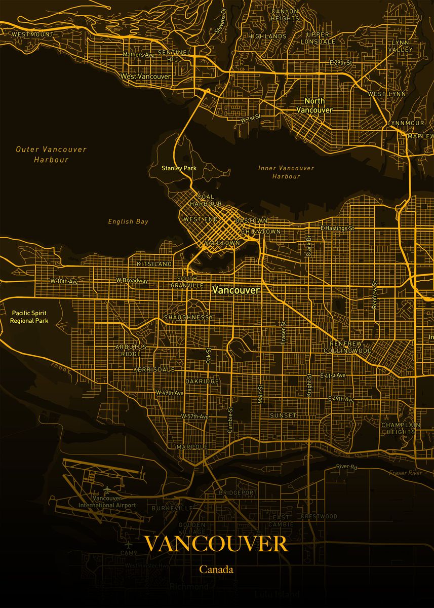 'Vancouver Gold Maps' Poster by Misbahul Munir | Displate